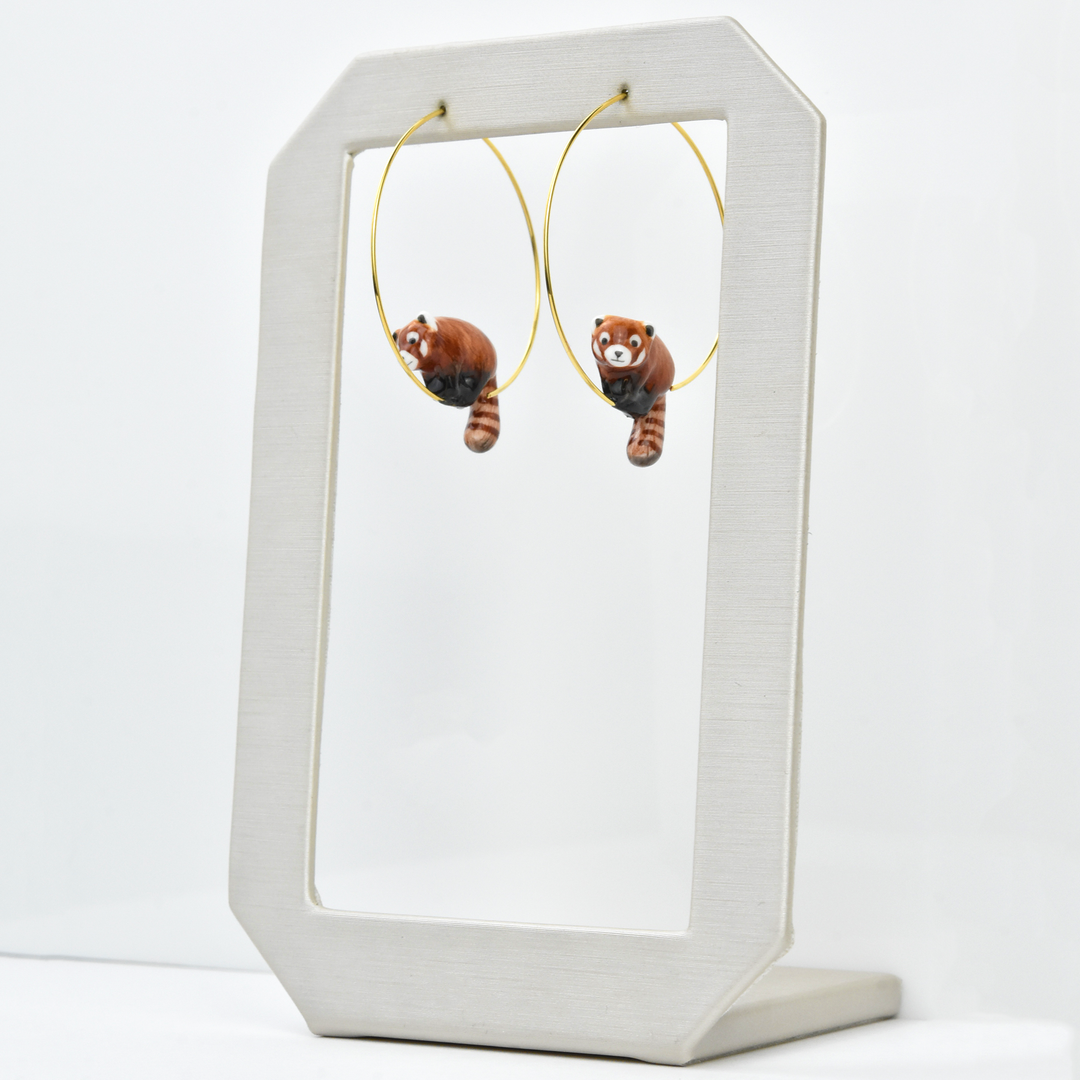 Red Panda Hoops - Goldmakers Fine Jewelry