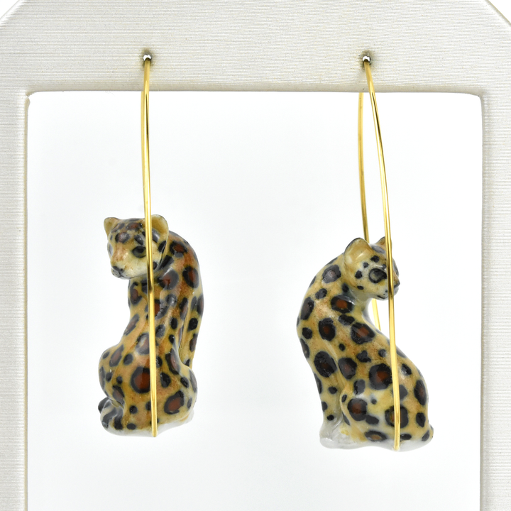 Sitting Leopard Hoop Earrings - Goldmakers Fine Jewelry