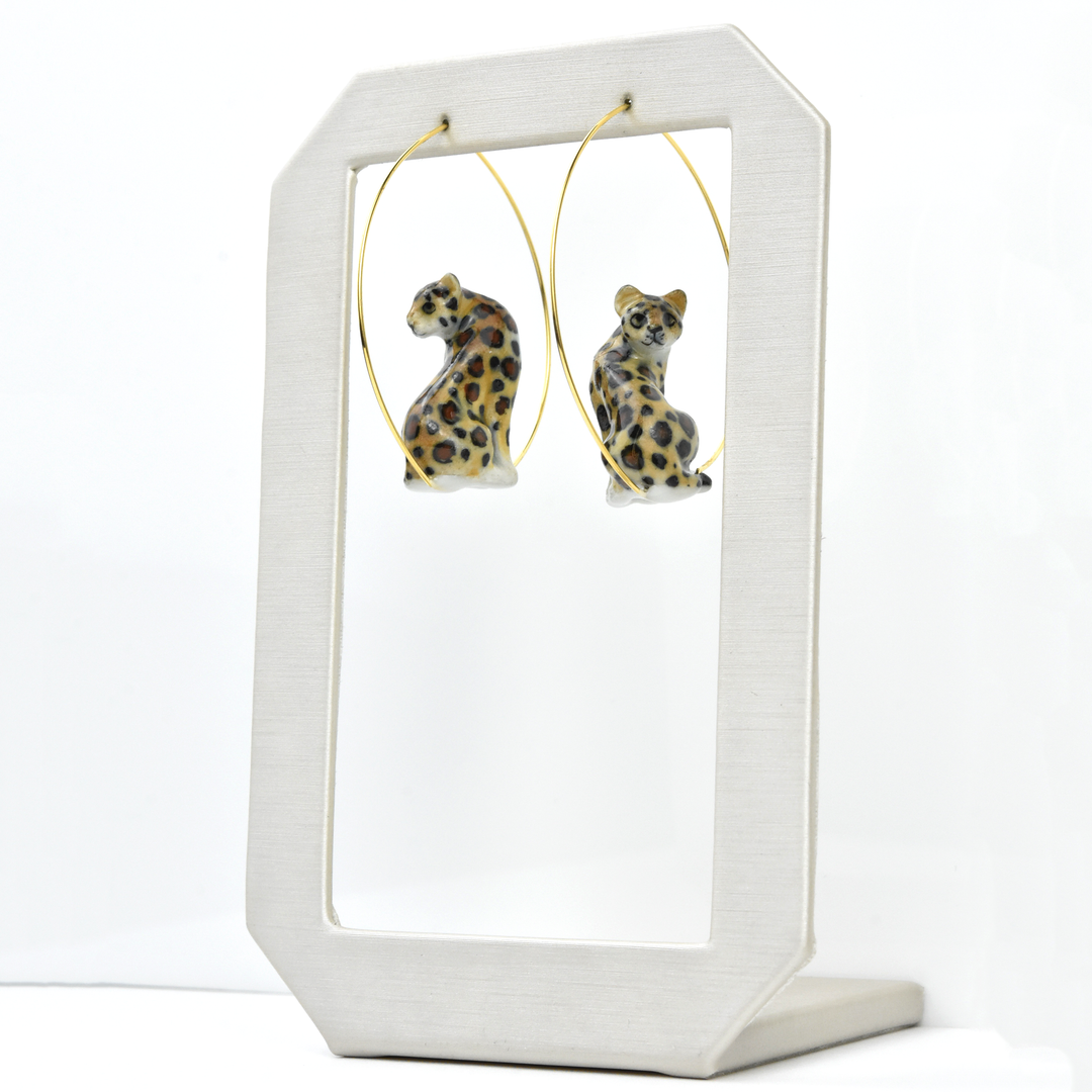 Sitting Leopard Hoop Earrings - Goldmakers Fine Jewelry