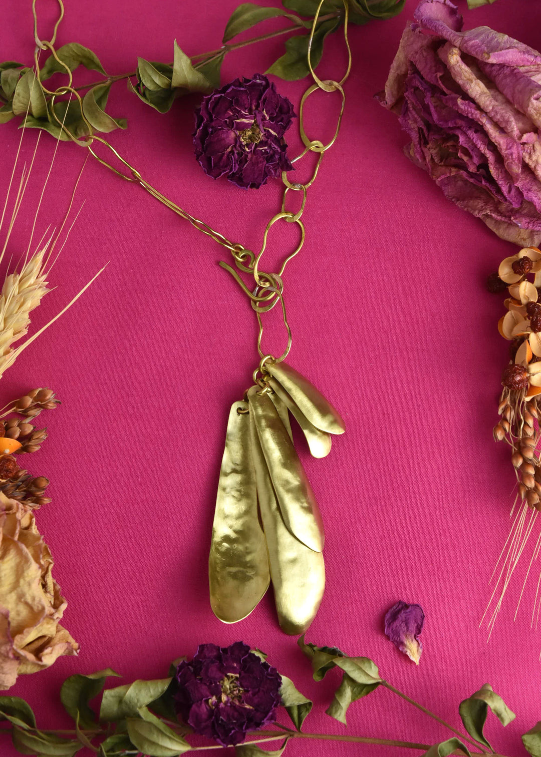 Navaja Lariat Necklace in Brass
