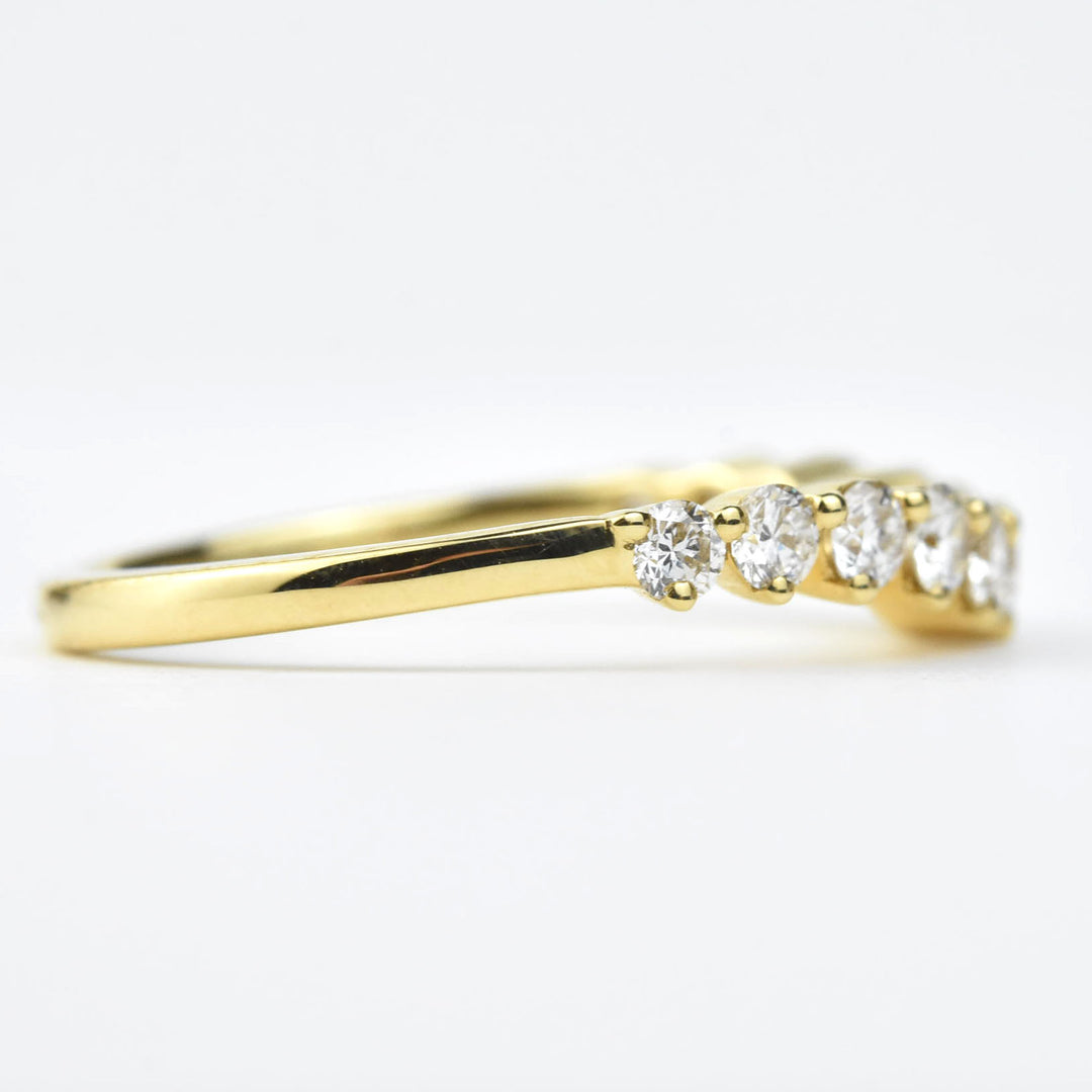 Diamond Band with Subtle Curve, 18k Yellow Gold - Goldmakers Fine Jewelry