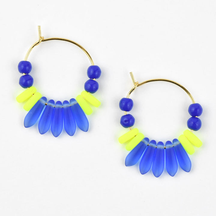 Neon Yellow and Blue Mini Hoop - Goldmakers Fine Jewelry