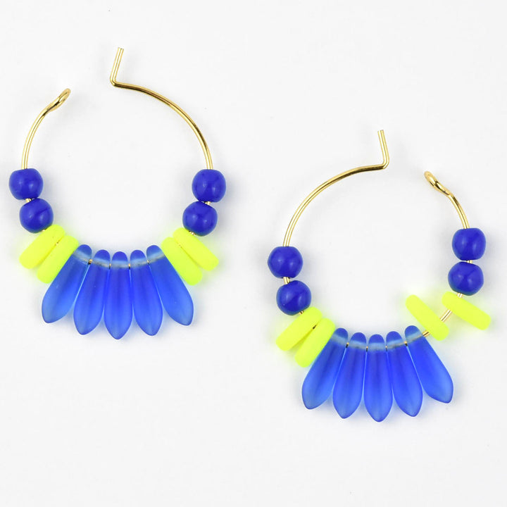 Neon Yellow and Blue Mini Hoop - Goldmakers Fine Jewelry