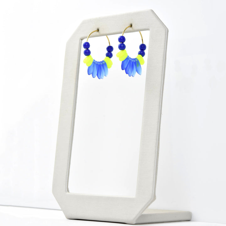 Neon Yellow and Blue Mini Hoop - Goldmakers Fine Jewelry