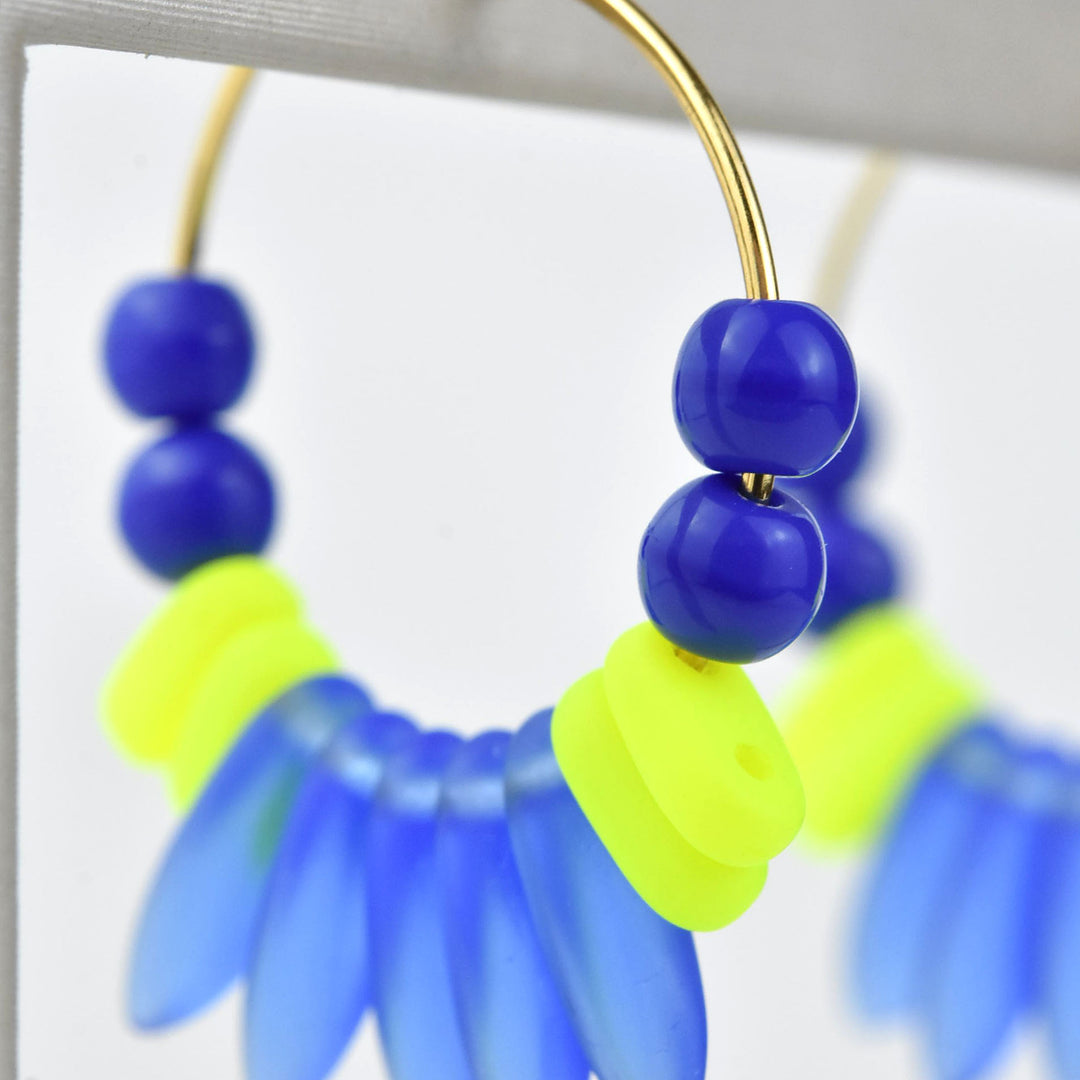 Neon Yellow and Blue Mini Hoop - Goldmakers Fine Jewelry