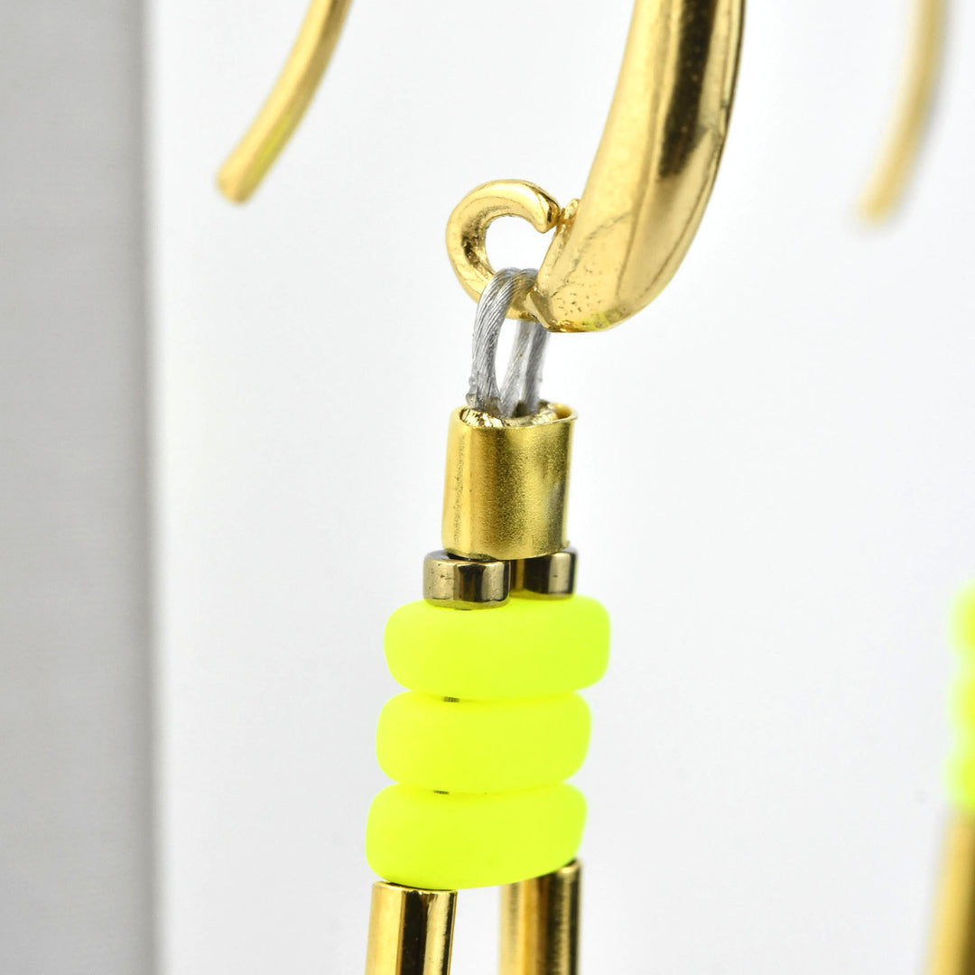 Neon Yellow and Grey Earrings - Goldmakers Fine Jewelry