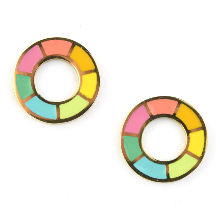 Neon Color Wheel Huggie Hoop Charms - Goldmakers Fine Jewelry