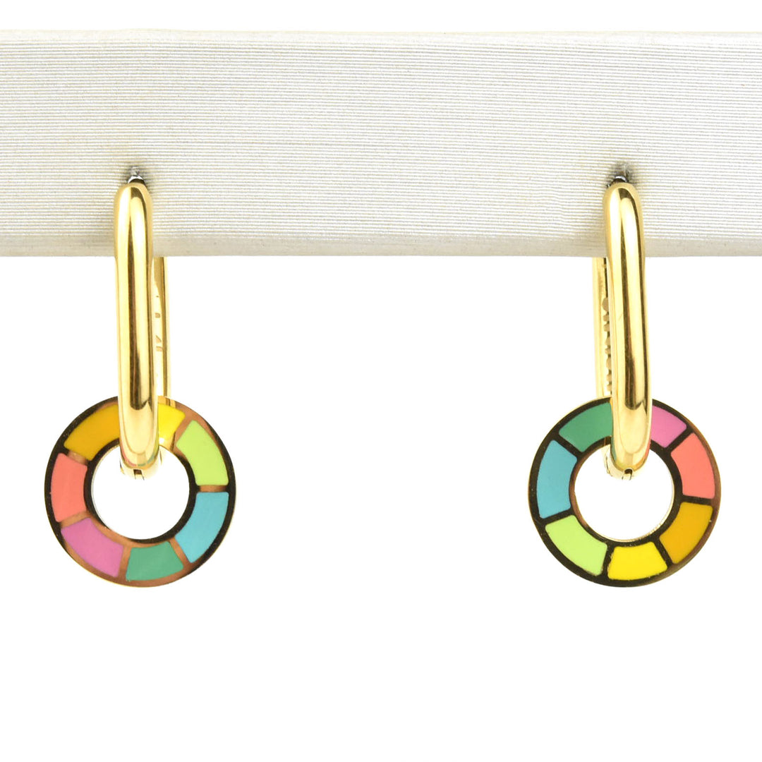 Neon Color Wheel Huggie Hoop Charms - Goldmakers Fine Jewelry
