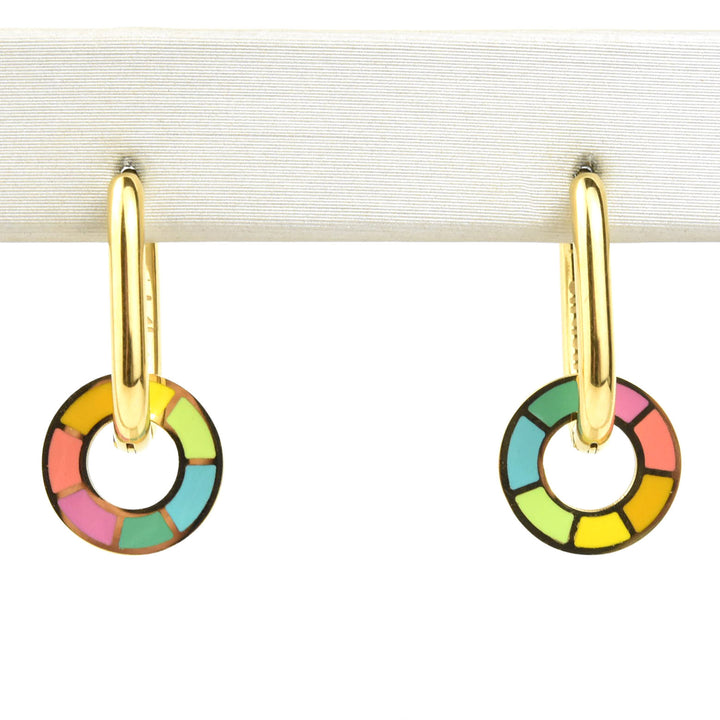 Neon Color Wheel Huggie Hoop Charms - Goldmakers Fine Jewelry