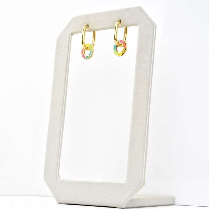 Neon Color Wheel Huggie Hoop Charms - Goldmakers Fine Jewelry