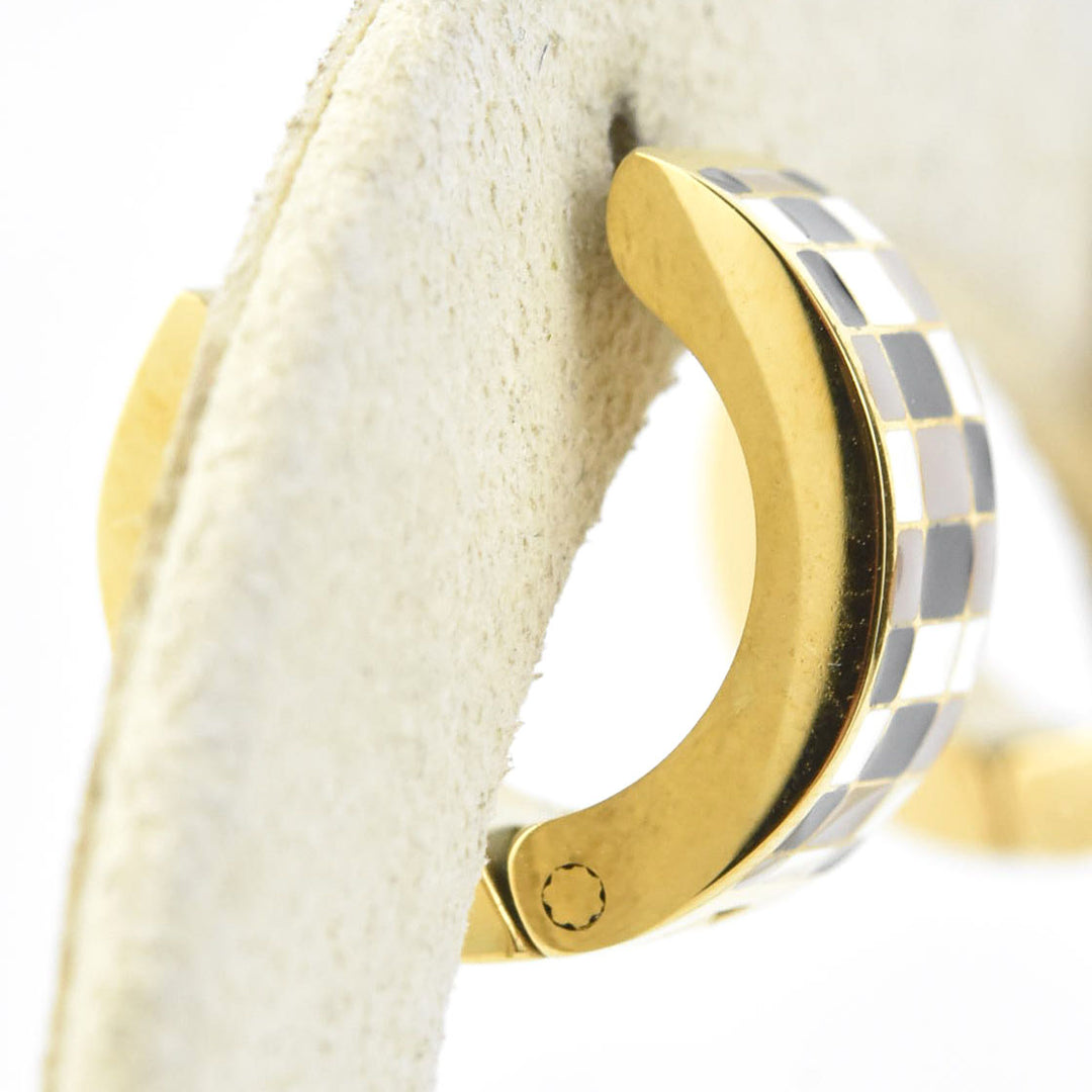 Neutral Checkered Super Chunky Huggie Hoops - Goldmakers Fine Jewelry