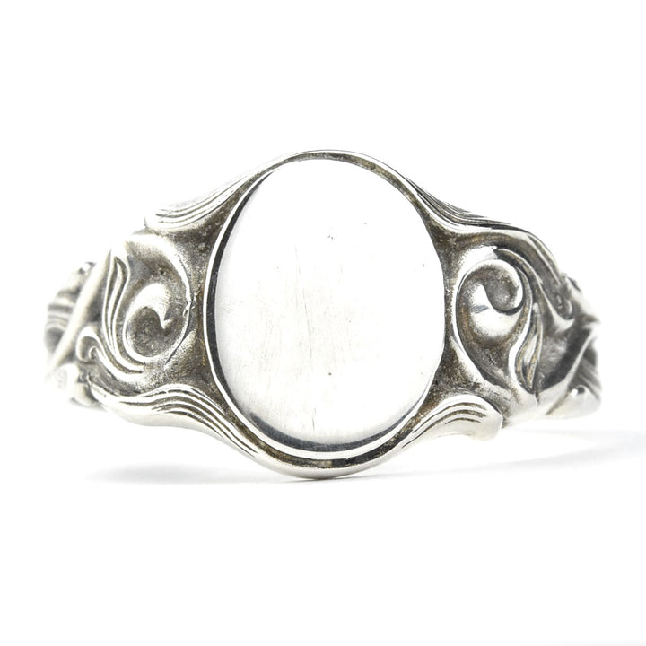 Nouveau Scroll Signet Ring in Sterling Silver
