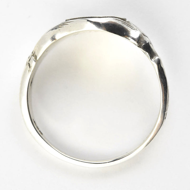 Nouveau Scroll Signet Ring in Sterling Silver