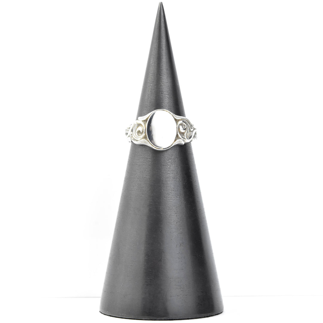Nouveau Scroll Signet Ring in Sterling Silver
