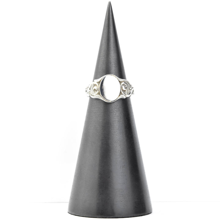 Nouveau Scroll Signet Ring in Sterling Silver