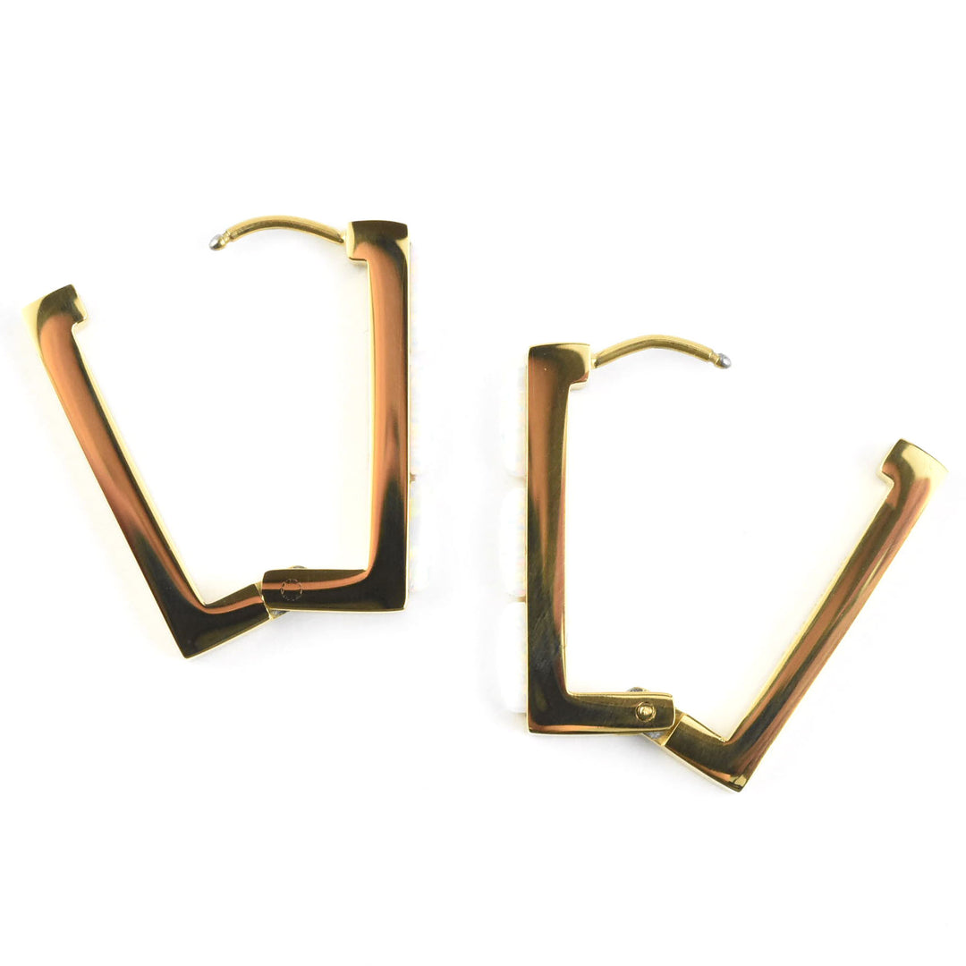 Oblong Opal Trio Huggie Hoops