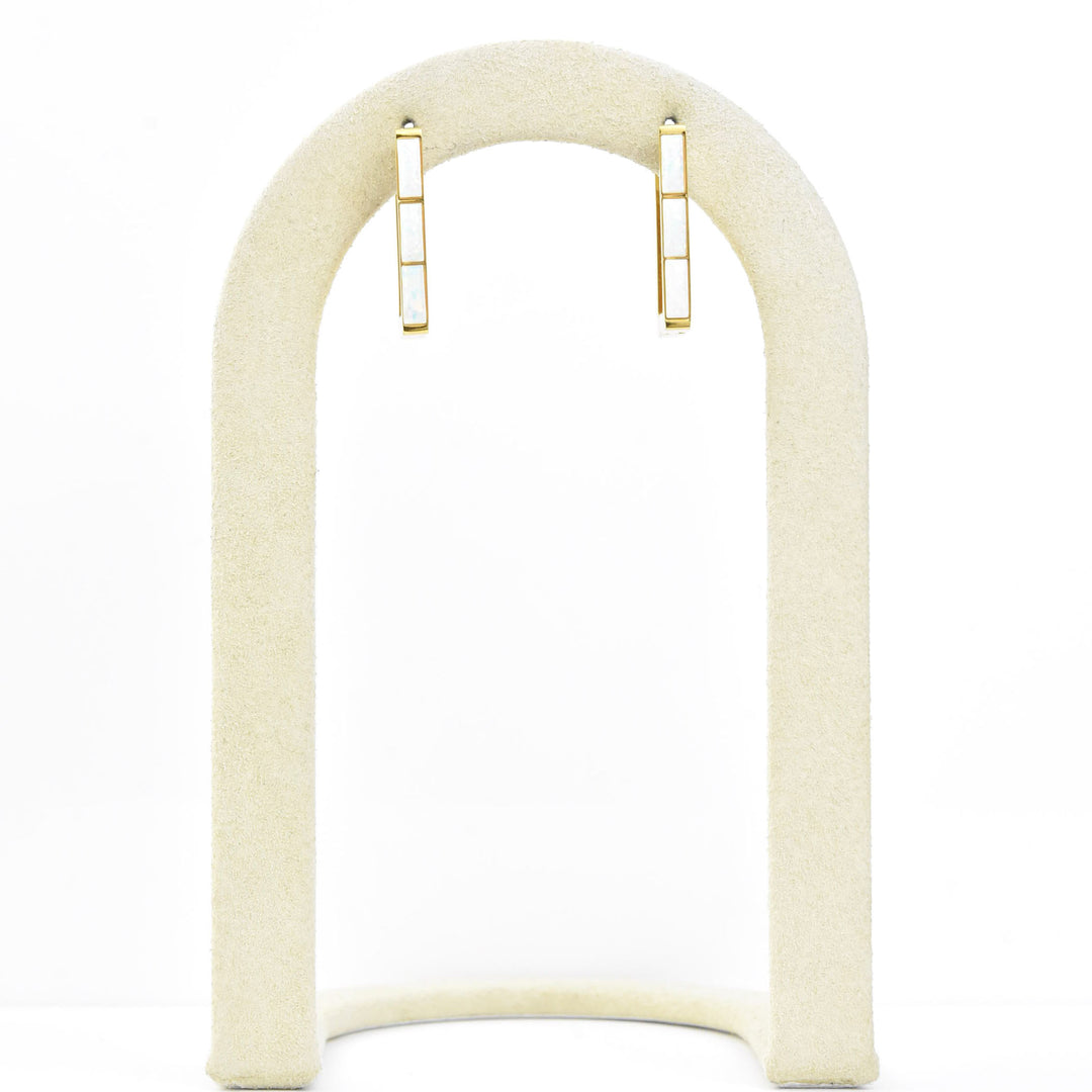 Oblong Opal Trio Huggie Hoops
