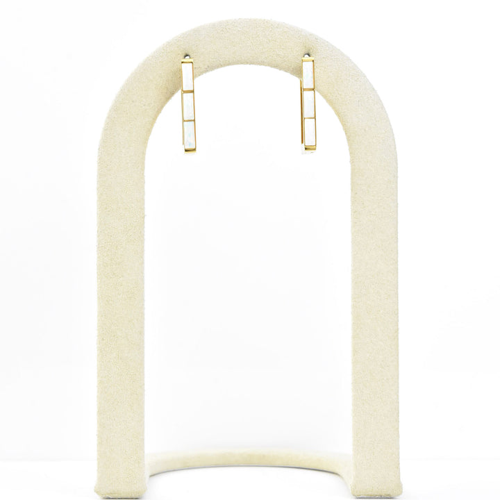 Oblong Opal Trio Huggie Hoops