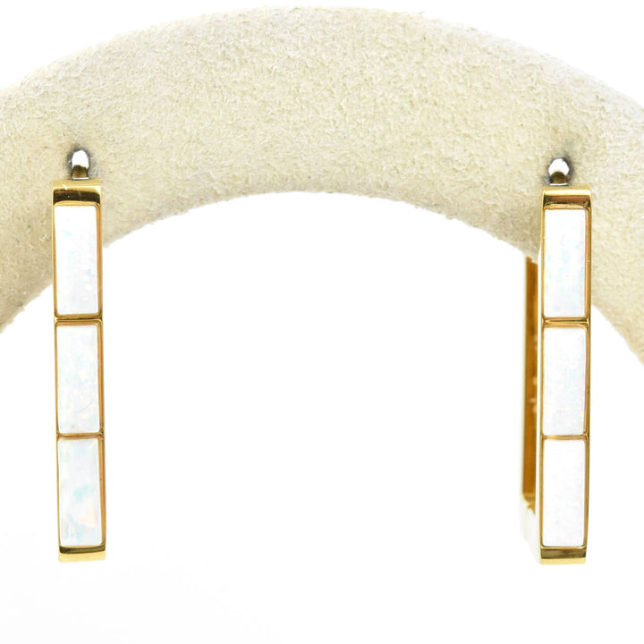 Oblong Opal Trio Huggie Hoops