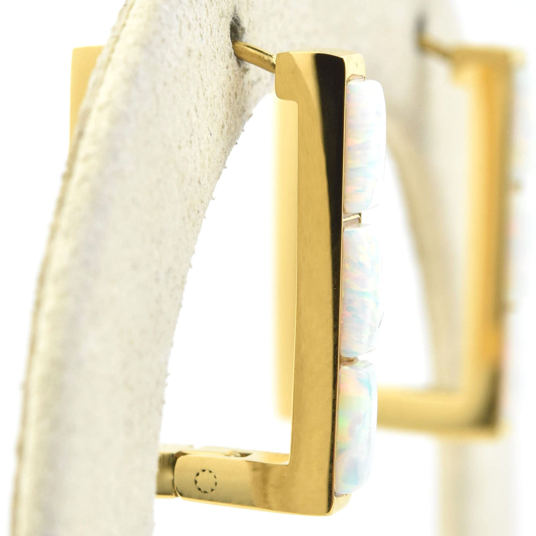 Oblong Opal Trio Huggie Hoops