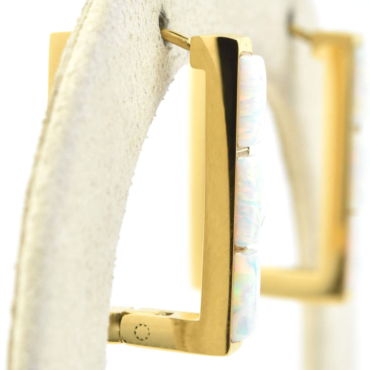 Oblong Opal Trio Huggie Hoops