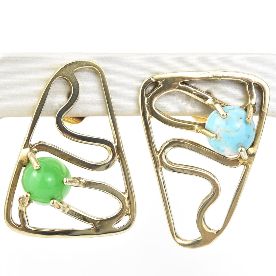 Oceanic Earrings in Pine and Sky - Goldmakers Fine Jewelry