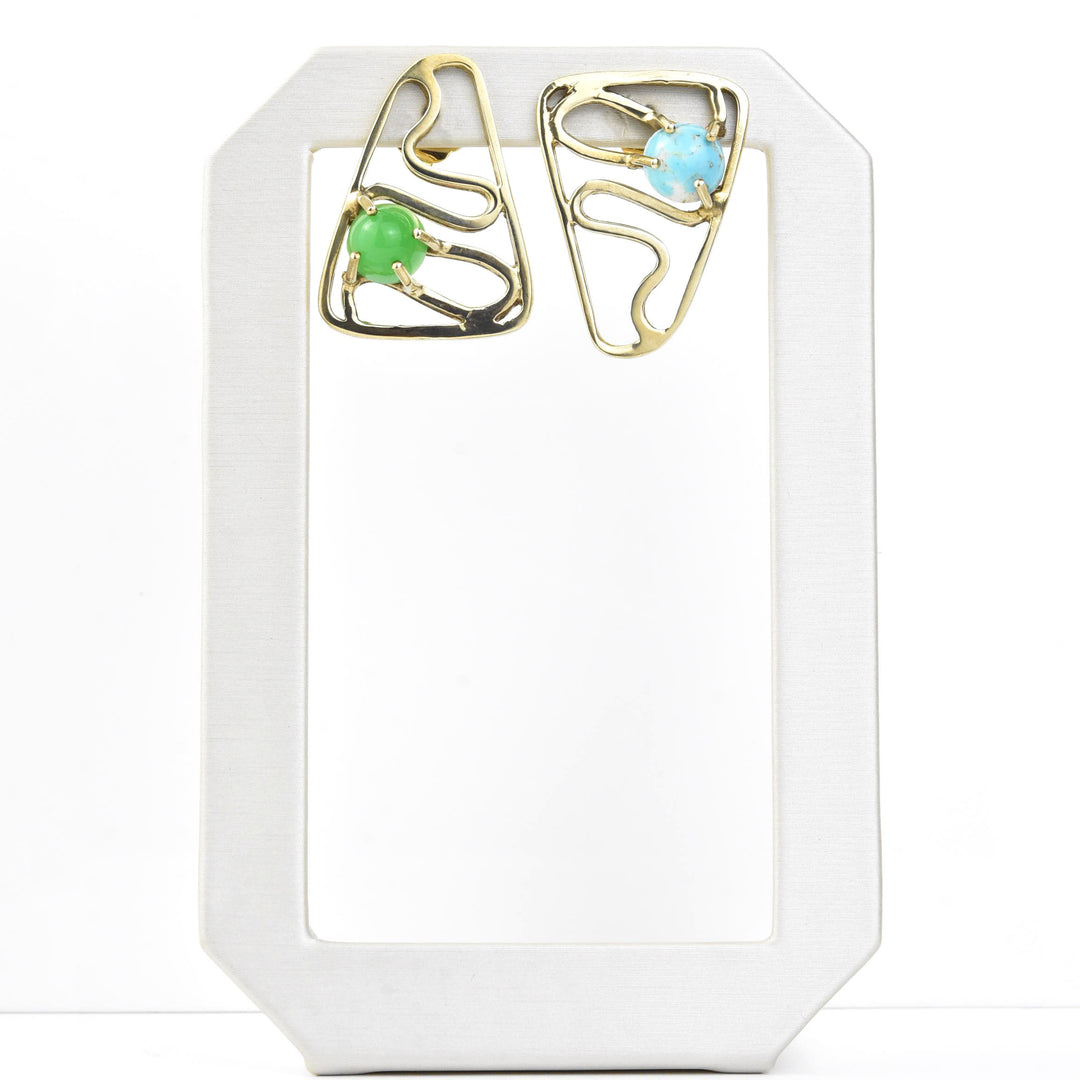 Oceanic Earrings in Pine and Sky - Goldmakers Fine Jewelry