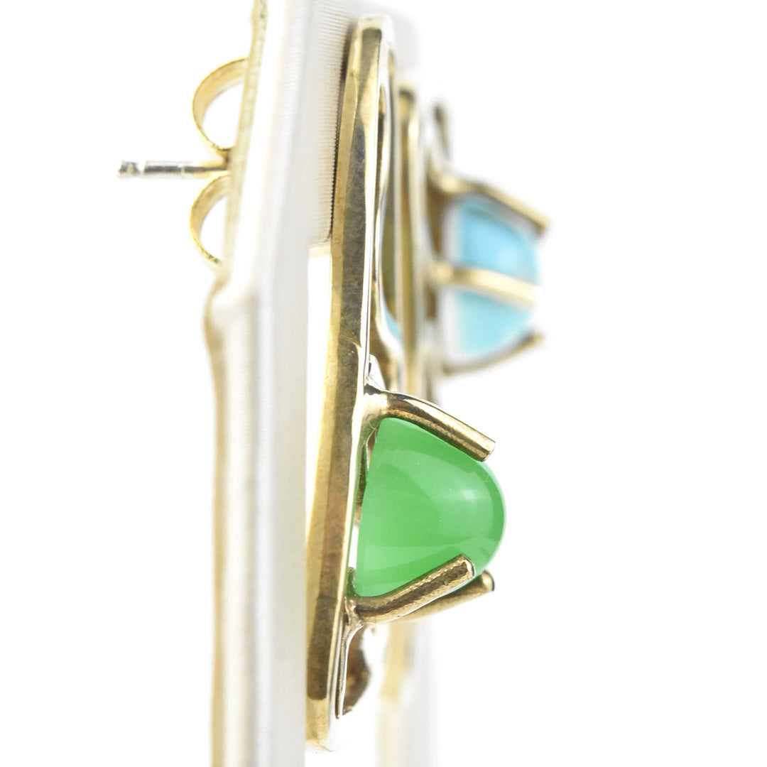 Oceanic Earrings in Pine and Sky - Goldmakers Fine Jewelry