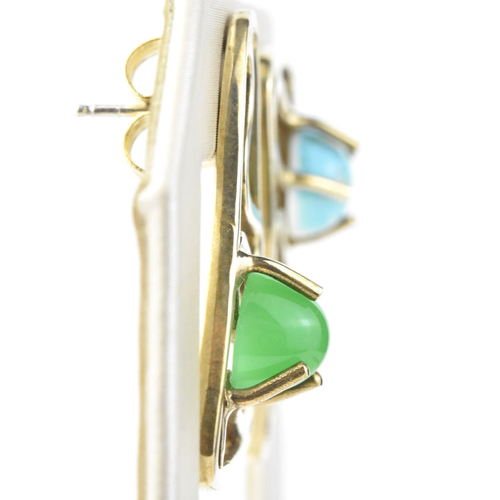 Oceanic Earrings in Pine and Sky - Goldmakers Fine Jewelry