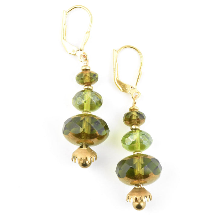 Mod Olive Green & Brass Drops