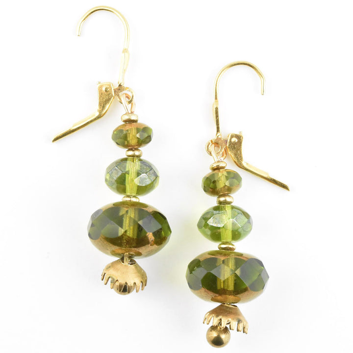 Mod Olive Green & Brass Drops