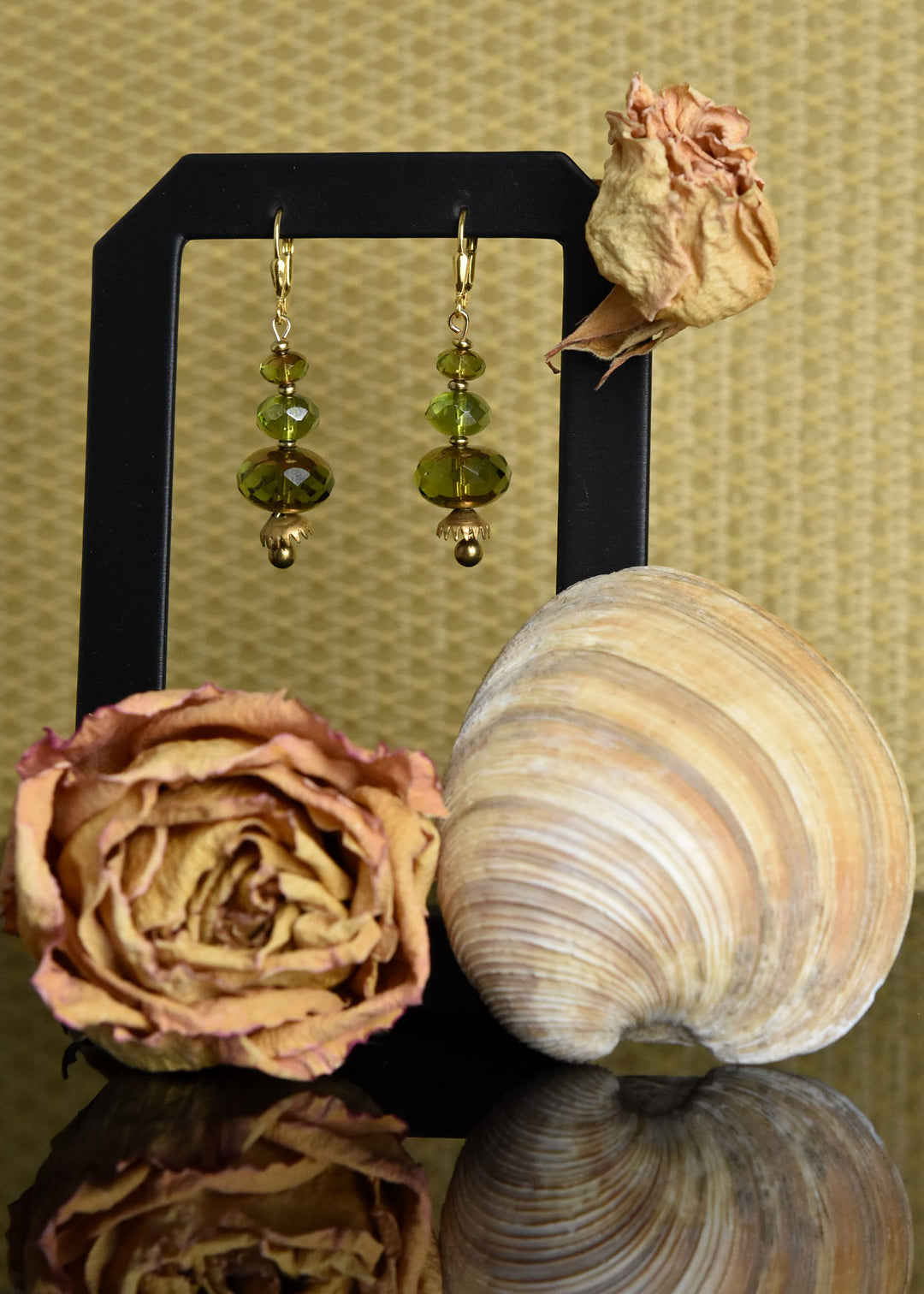 Mod Olive Green & Brass Drops