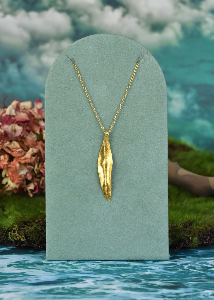 Olive Leaf Necklace in Gold Vermeil