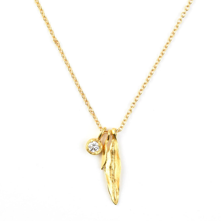 Olive Solitaire Pod Necklace - Goldmakers Fine Jewelry