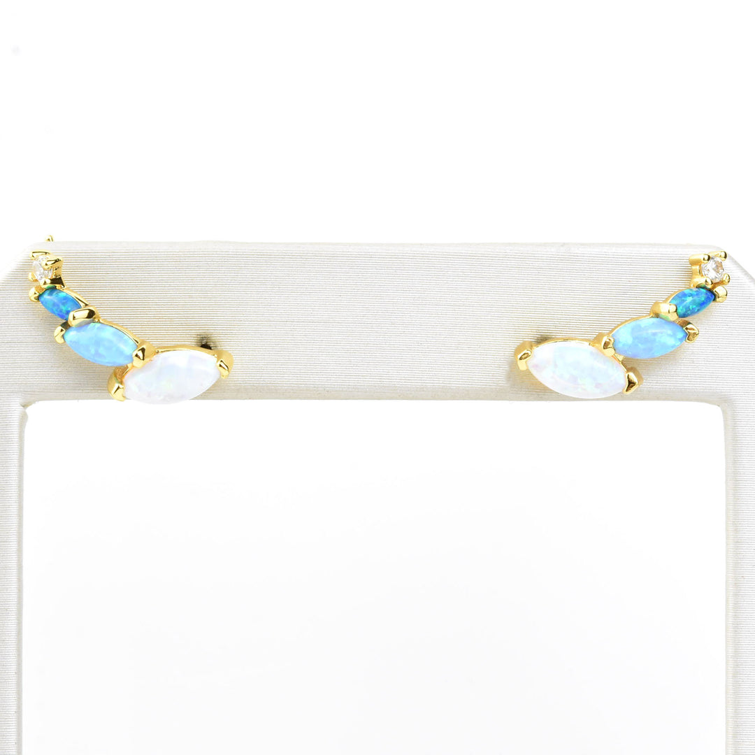 Blue Opal Ombre Wing Climbers - Goldmakers Fine Jewelry