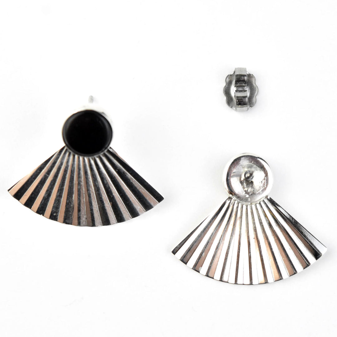 Retro Silver Fan Earrings - Goldmakers Fine Jewelry
