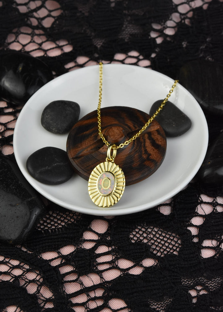 Opal Inlay Art Deco Necklace