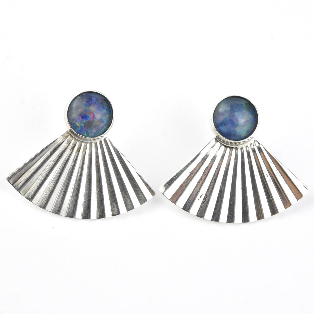 Retro Silver Fan Earrings