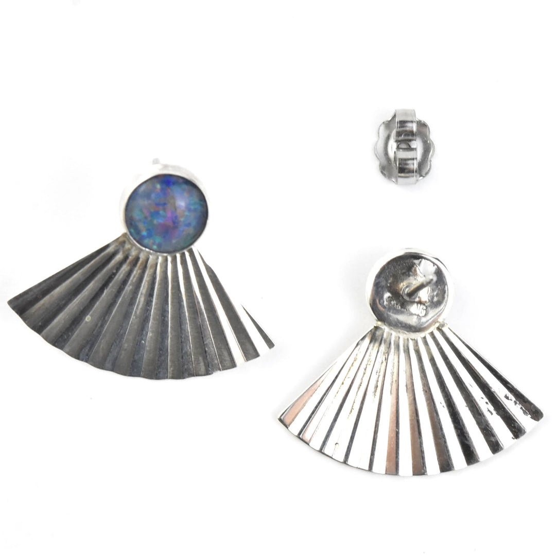 Retro Silver Fan Earrings