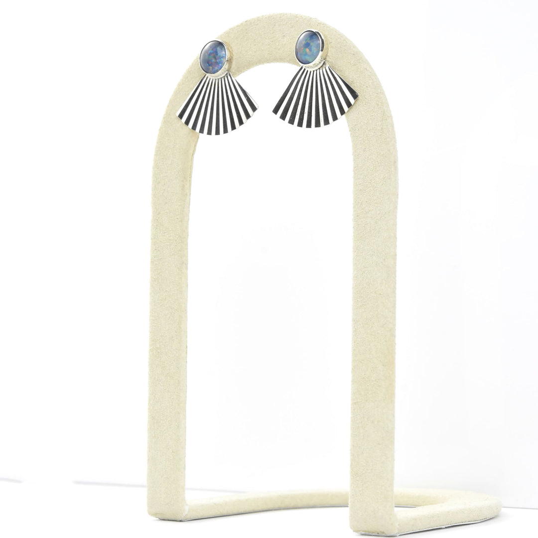 Retro Silver Fan Earrings