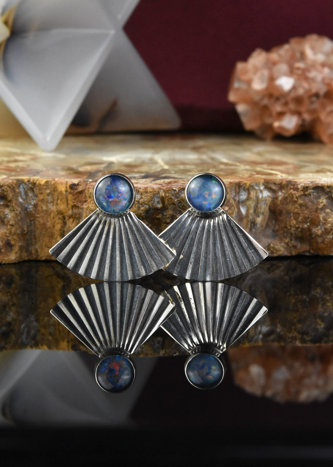 Retro Silver Fan Earrings