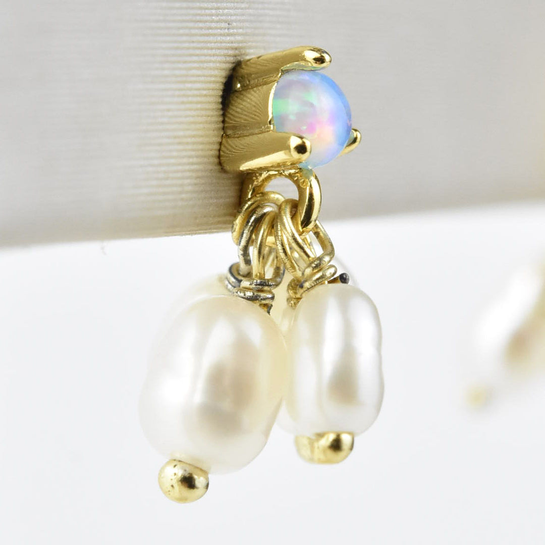 Opal and Pearl Dangles - Goldmakers Fine Jewelry