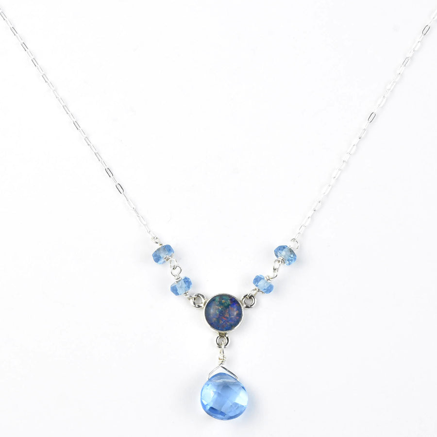 Petite Opal Dangle Necklace - Goldmakers Fine Jewelry