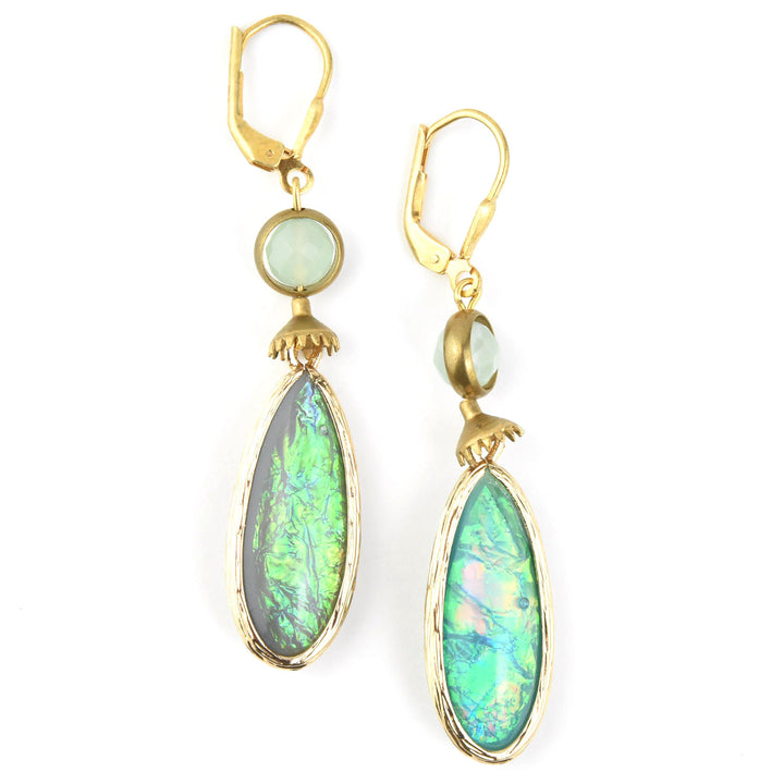 Blue Opalized Art Glass Teardrop Earrings