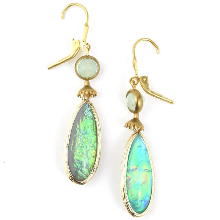 Blue Opalized Art Glass Teardrop Earrings