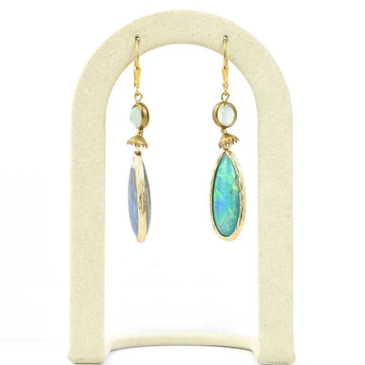 Blue Opalized Art Glass Teardrop Earrings