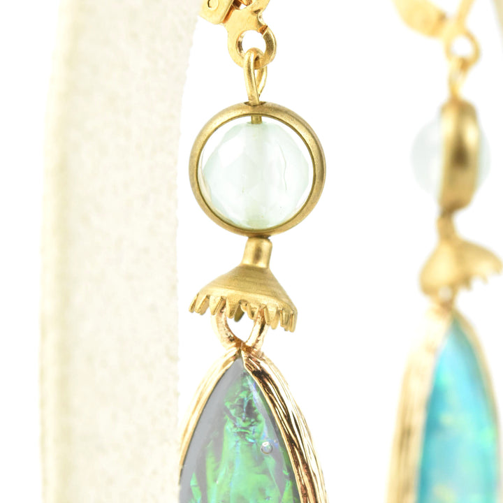 Blue Opalized Art Glass Teardrop Earrings