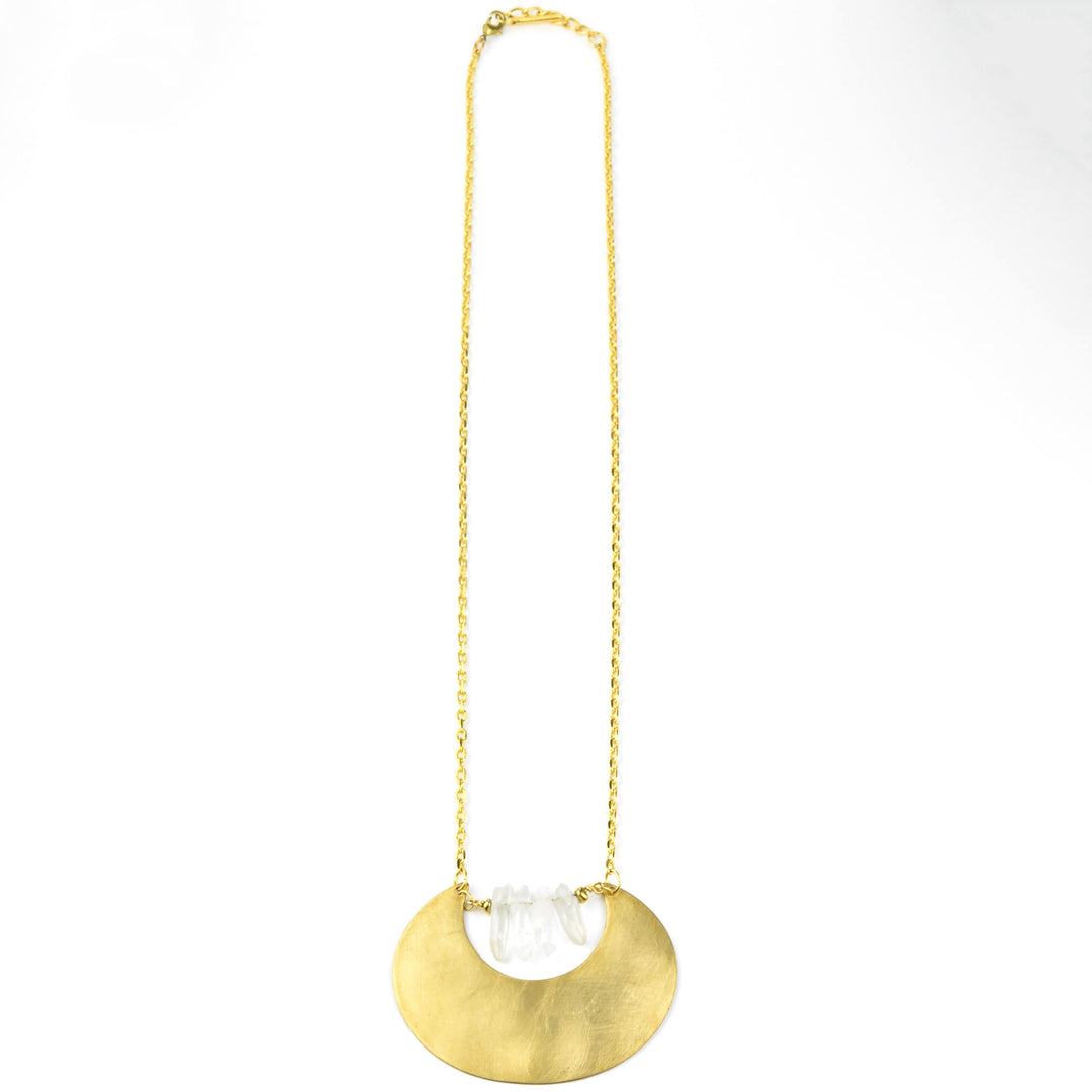 Open Moon Necklace with Crystals