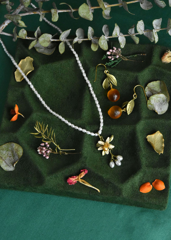 Orange Blossom and Pearl Necklace