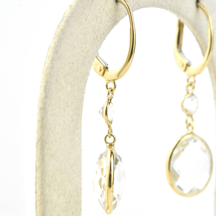 Oval White Topaz Drops in 14k Yellow Gold